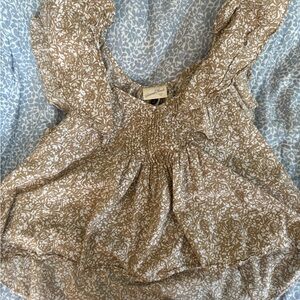 Universal Thread Tan Ruffled Peplum Blouse